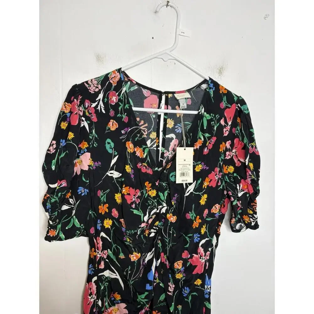 A New Day Dress Womens Medium Cinched Front Colorful Florals Maxi Modest Spring - Picture 3 of 13